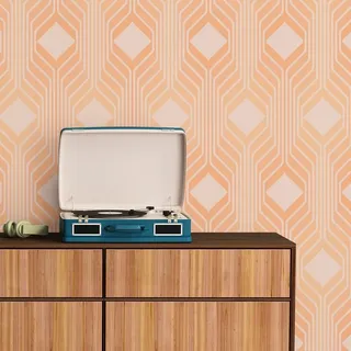 A.S. Création Retro-Tapete 70er Jahre 0,53 x 8,5 m -Tapete-Vintage Grafik-Muster in Orange, Beige - Vliestapete Retro Chic Made in Germany - 395323