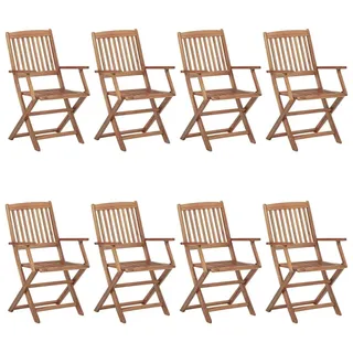 vidaXL Klappbare Gartenstühle 8 Stk. mit Kissen Massivholz Akazie - Rot