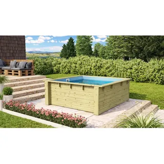 Karibu Massivholzpool Pool Minipool Kesseldruckimprägniert 78 x 192,1 x 192,1 cm