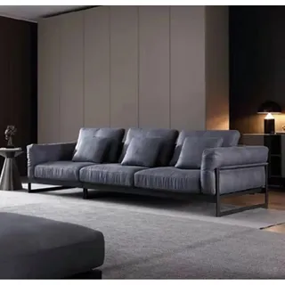 Sofa 4 Sitzer Big XXL Couch Sofas Couchen Wohnzimmer Design Big Couchen Leder - Grau