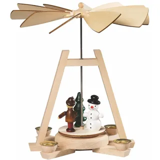 Saico Original »Tischpyramide, Kind mit Schneemann« für 4 Pyramidenkerzen, HxØ: 23x21cm