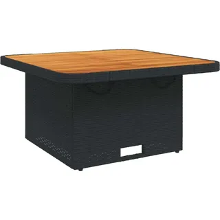 vidaXL Gartentisch Schwarz 80x80x71 cm Poly Rattan und Akazienholz - Schwarz
