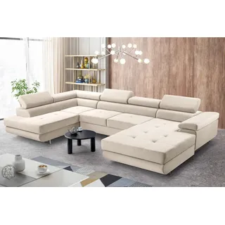 AX LIVING Arborio XL Wohnlandschaft XXL U Form Eckcouch in Beige L - Beige