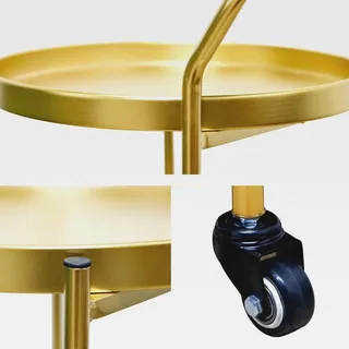 78 cm Hoher 3 Ebenen Rollwagen Barwagen Stabile Aufbewahrung Küchenwagen Metall Servierwagen mit Rädern Feststellbaren Rollen für den Einsatz in der Küche zu Hause Unterhaltungszwecke (Gold) - Gold