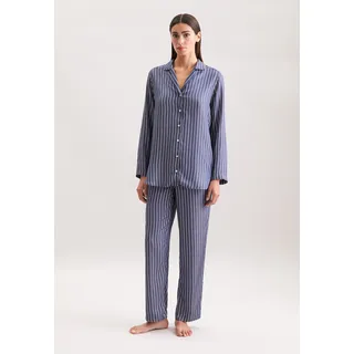 Pyjama SEIDENSTICKER, Damen, Gr. 44, dunkelblau, 100% Modal, gestreift, Homewear-Sets Pyjama