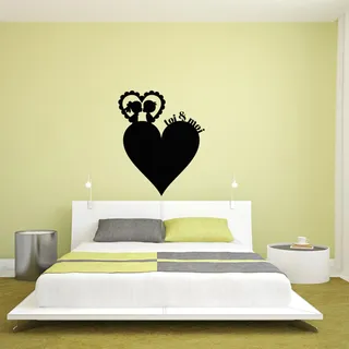 Ambiance Sticker Kreidetafel – Wandaufkleber, selbstklebend, abwischbar, Motiv: Herz Toi & Moi – H 125 x L 100 cm