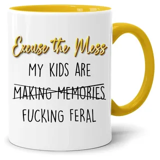 Muttertagsgeschenk | Excuse The Mess My Kids Are Feral | Lustige Tasse mit Spruch | Mama Geburtstag | Lustige Ostergeschenke Für Frauen | Geschenk Für Frauen | Tasse Mama Geschenk