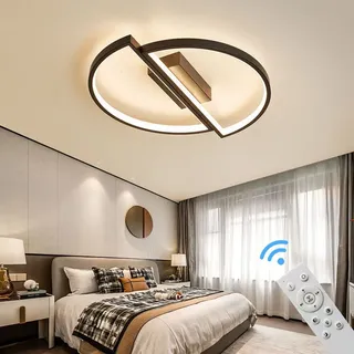 Eurotondisplay LED Deckenleuchte Deckenlampe SX8719B mit Fernbedienung Lichtfarbe/Helligkeit einstellbar dimmbar schwarz lackierte Metallrahmen LED Schlafzimmer... - Schwarz