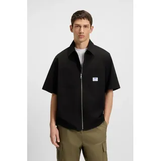 HUGO BOSS HUGO Blue Kurzarmhemd »Ekyz« mit Reißverschluss, schwarz