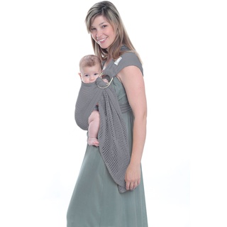 Amarsupiel |Ergonomisches Babytragetuch mit Ringen und Netz | Ring Sling Babytrage |Made in Spain | OEKOTEX Zertifikat |grau