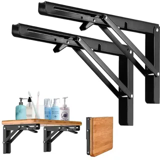 LYCXAMES Klappkonsole 300MM, 2 Stück Klappkonsole Schwerlast, Edelstahl Klapptisch Wand, Klappregalhalterungen Klappträger Regalträger für Bänke und Regale