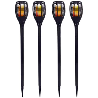 Lumisky Mini-Solarfackel 4er Set Kunststoff H 70 cm spritzwassergeschützt/UV-beständig warmweiß