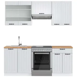 Vicco Küchenzeile Fame-Line 200 cm Weiß Landhaus