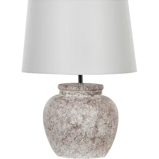 BELIANI Tischlampe Beige 47 cm Keramiksockel Stein Optik Kabel mit Schalter Lampenschirm in Weiß Schlafzimmer Wohnzimmer Modern - Beige, Weiß