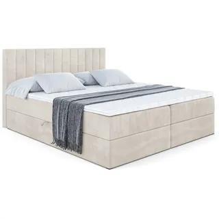 altdecor Boxbett, Beige Holzwerkstoff, Höhe ca. 20 cm 180x200 cm, Schlafzimmer, Betten, Boxspringbetten