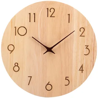 ACCSHINE Wanduhr Holz Eiche Ohne TickgeräUsche Lautlos 30cm Quarz Groß Einfach zu Lesen für Zimmer Zuhause KüChe Schlafzimmer BüRo Schule