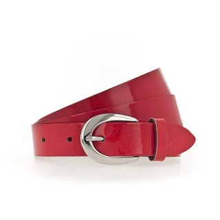 Ledergürtel TAMARIS "Carolin Silver", Damen, Gr. 110, rot, Materialmix, unifarben, Gürtel Ledergürtel, weiches Lack-Rindleder mit hochglänzendem Finish, Topseller