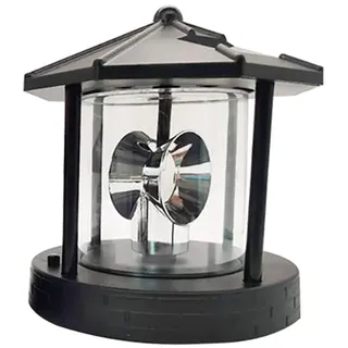 YWBL-WH LED Solar Leuchtturm mit Rotierendem Licht, Wasserdichte Dekoleuchte für Garten, Hof & Außenbereich – Schwarze Lichtdekoration mit Bewegungssensor und Nachtlichtfunktion