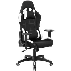 Dmora Bundaberg, Gaming-Stuhl für Erwachsene, Schreibtischstuhl, 57 x 72 h124/134, Schwarz und Weiß
