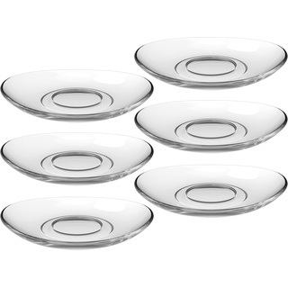 LEONARDO Napoli Set, spülmaschinengeeignete Glas-Unterteller für Napoli Kaffee- und Latte Macchiato-Gläser 6er Set Ø 14 cm,