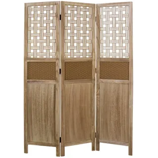 Homestyle4u Paravent 3-tlg. 120/170 cm Braun Kork-Ornamentik , Holz , 120x170x1 cm , Wohnzimmer, Raumteiler, Paravents