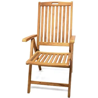 Gartenstuhl VCM "Hochlehner Klappstuhl verstellbar Teak Holz", braun, Obermaterial: 100% Holz Wood., Stühle, Gartenstuhl