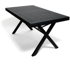 Tisch für den Gartenbereich in schwarz aus Polyholz mit Stahlrahmen für 6 Personen