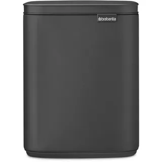 Brabantia Bo Abfalleimer 7 l | Kompakter rechteckiger Mülleimer mit Soft-Close-Deckel und herausnehmbarem Inneneimer | Wandmontage oder frei stehend für Bad, Küche oder Büro | Mineral Infinite Grey