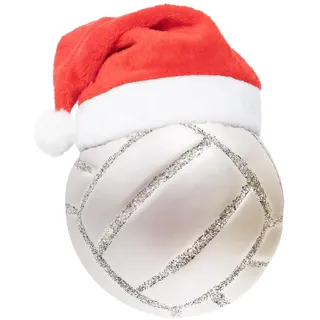 8 cm große Weihnachts-Volleyball-Ornament, Glas, geblasene Weihnachtskugel, Ornamente für 2024 Weihnachtsbaumschmuck, Weihnachtskugel, Ornamente, Kugeln für Weihnachten, Urlaub, Party, Baumschmuck