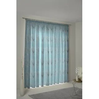 Vorhang WIRTH "Stuben" Gr. 1, blau, B:65cm H:125cm, Jacquard, Baumwolle, Polyester, Gardinen, Vorhang