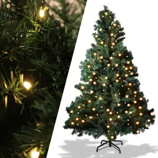 Jopassy Künstlicher Weihnachtsbaum mit Beleuchtung ,LED Tannenbaum für Weihnachten-Dekoration, Feuerbeständig,Christbaum 1200 Spitzen PVC Nadeln, grün,210cm - Grün