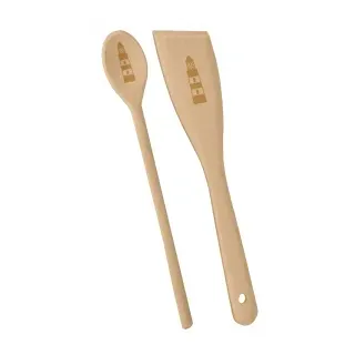 Metaltex Küchenhelfer, Kochlöffel & Wender Set, 2-teilig, Holzkochlöffel mit gelaserten maritimen Motiv, Motiv: Leuchtturm