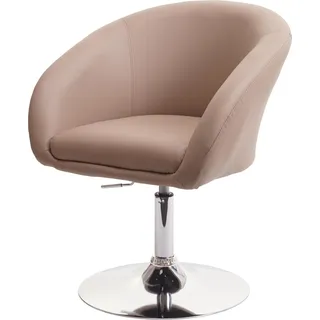 Esszimmerstuhl HWC-F19, Küchenstuhl Stuhl Drehstuhl Loungesessel, drehbar höhenverstellbar Kunstleder taupe - Beige