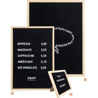 Securit Kreidetafel mit Buchstaben 60x80 cm aus Naturholz und Filz - bestehend aus 360 Buchstaben, Zahlen, Symbolen und einem Wandmontageset
