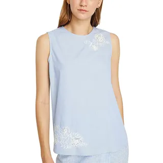 Koton Damen Bluse mit Blumenstickerei und transparenter Spitze Bluse, per Pack Weiß (gestreift 03N), 40 (Herstellergröße: 40)