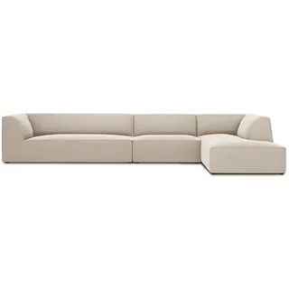 Micadoni Ecksofa rechts Ruby aus Samt beige 5 Sitzplätze , Beige , Textil , L-Form , 366x180 cm , Hergestellt in Europa, Oeko-Tex® , Wohnzimmer, Sofas & Couches, Wohnlandschaften, Ecksofas