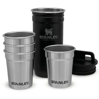Stanley Adventure Nesting Schnapsgläser Set 59 ml - Shotgläser aus Edelstahl - BPA-Frei - Stapelbar und Platzsparend zu Verstauen - Spülmaschinenfest - Matte Black