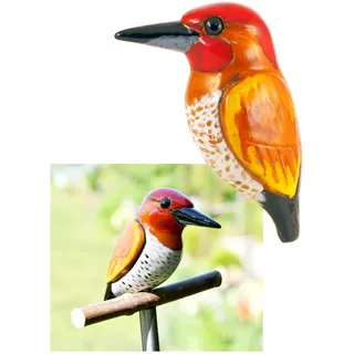 Midene Gartenstecker Keramik Handgefertigt - Gartendeko für Draußen Wetterfest - Garten Deko Keramik - Vogel Gartenfiguren & Gartenstatuen - Specht