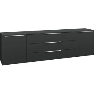 borchardt Möbel Oliva Sideboard 200 cm x 53 cm x 35 cm Schwarz Metall/Spanplatte