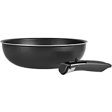 Sitram 713777 Wok, Aluminium, Ø 28 cm, Farbe: Schwarz, abnehmbarer Griff, Sitramolible, für alle Herde, auch Induktionsherde, schwarze Beschichtung, antihaftbeschichtet, ohne PFOA