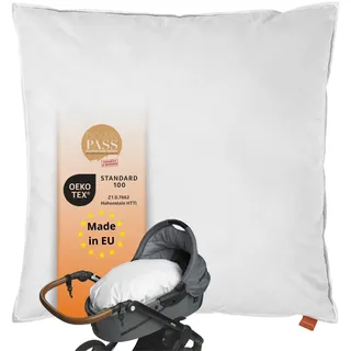 sleepling Kinderwagenkissen 80x80 cm, Baby Daunendecke, Kissen für Kinderwagen aus 100% Baumwolle, 400 gr. Federn & Daunen, Downpass, Kinderwagendecke 80 x 80 cm, Waschbar, Made in EU