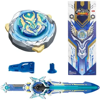 INFINITY NADO Kreisel aus Metall, mit LED-Schwertwerfer de Luxe, transformierbarer Kreisel aus Metall, für Kinder Jungen und Mädchen ab 5 6 7 8 9 10, Gale Wings, blau