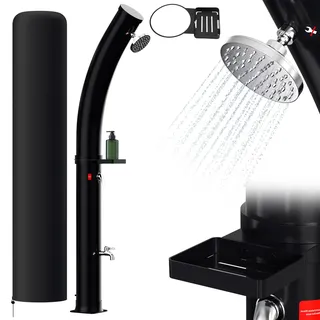 TolleTour Solardusche Gartenduschen Pooldusche Außendusche Solar Dusche gebogen mit Schutzhülle 35L - Schwarz
