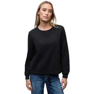 Street One Damen 3017129 Sweatshirt mit Rippdetail, Black, 42