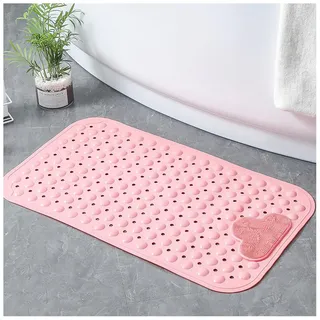 Moulaelos Duschmatte rutschfest, 70 x 40 cm rutschfeste Badematte mit Saugnäpfen, Duscheinlage Komfort Massage, Antirutschmatte Dusche Maschinenwaschbar, Rosa