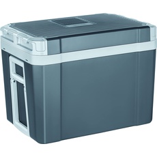 MPM Tragbare Elektrische Kühlbox mit Rädern, 35 Liter, Camping-Kühlschrank, 12 V und 220-240V für Auto, Kühl- und Warmhaltefunktion, ECO-Modus, Grau