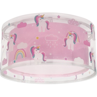 Dalber Deckenleuchte für Kinder Einhörner Tiere Unicorns, Deckenlampe Kinderzimmer, Rosa