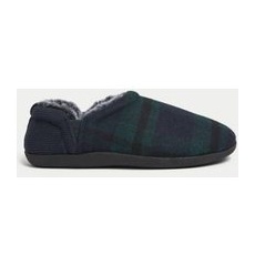 Mens M&S Collection Checked Slippers - Navy Mix, Navy Mix - 10