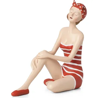 Moritz Deko Figur Badenixe mit Badeanzug Schwimmbad Shabby Chic Stil Dekoration Roter Badeanzug - Rot