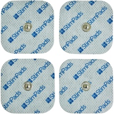 StimPads TENS EMS Elektroden • 4 Stück von 50X50mm mit 3,5mm Snap geeignet für Sanitas, Beurer, Bluetens, usw. • Zuverlässige, qualitativ hochwertige Klebeelektroden • Zertifiziertes Medizinprodukt